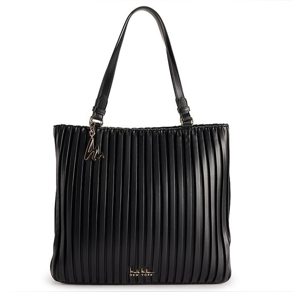 Nicole Miller Black Tote Bag With Gold-Tone Hardware